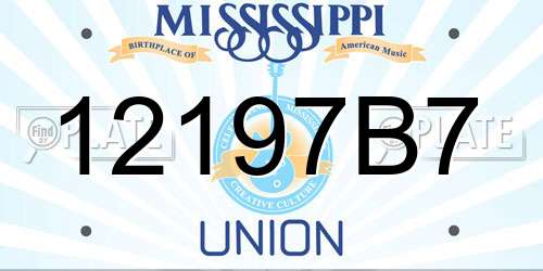 12197B7 Mississippi License Plate
