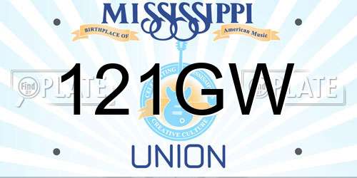 121GW Mississippi License Plate