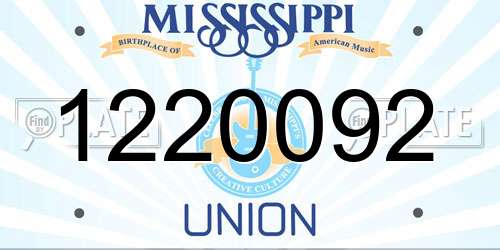 1220092 Mississippi License Plate