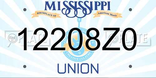 12208Z0 Mississippi License Plate