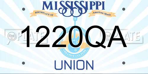 1220QA Mississippi License Plate