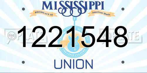 1221548 Mississippi License Plate