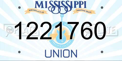 1221760 Mississippi License Plate