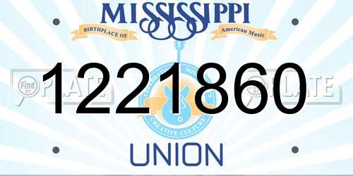 1221860 Mississippi License Plate