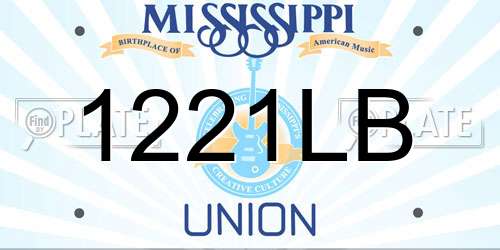 1221LB Mississippi License Plate