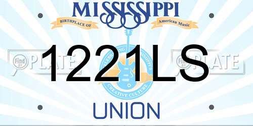 1221LS Mississippi License Plate