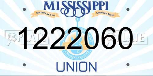1222060 Mississippi License Plate