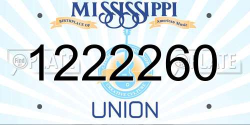 1222260 Mississippi License Plate