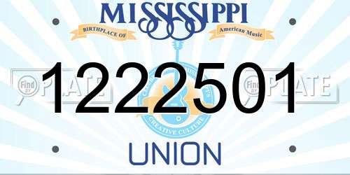 1222501 Mississippi License Plate
