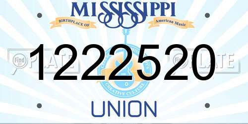 1222520 Mississippi License Plate