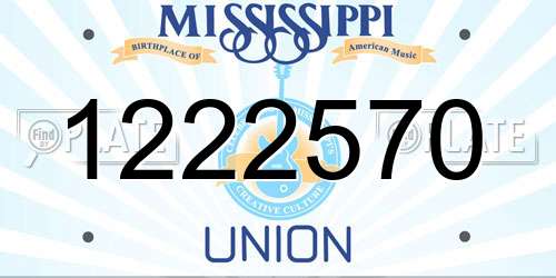 1222570 Mississippi License Plate