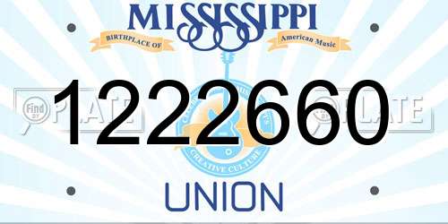 1222660 Mississippi License Plate