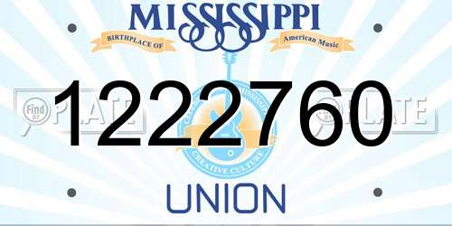1222760 Mississippi License Plate