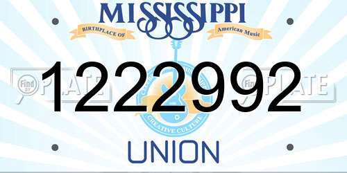 1222992 Mississippi License Plate