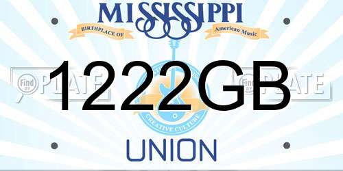 1222GB Mississippi License Plate