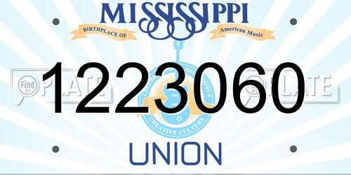 1223060 Mississippi License Plate