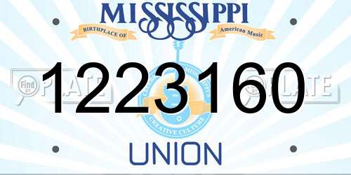 1223160 Mississippi License Plate