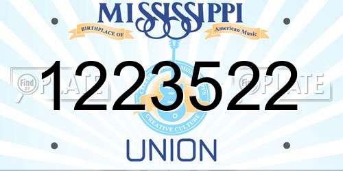 1223522 Mississippi License Plate