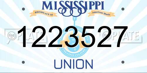 1223527 Mississippi License Plate