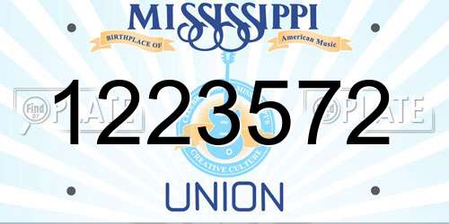 1223572 Mississippi License Plate