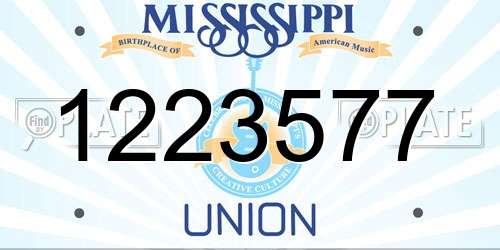1223577 Mississippi License Plate