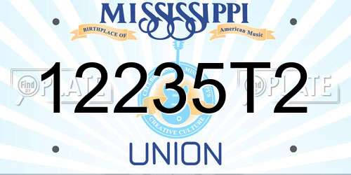 12235T2 Mississippi License Plate