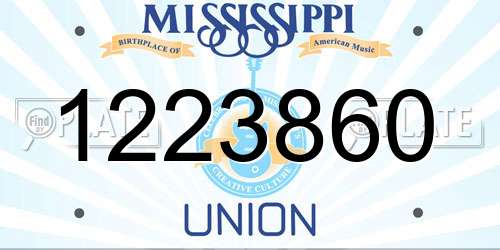 1223860 Mississippi License Plate