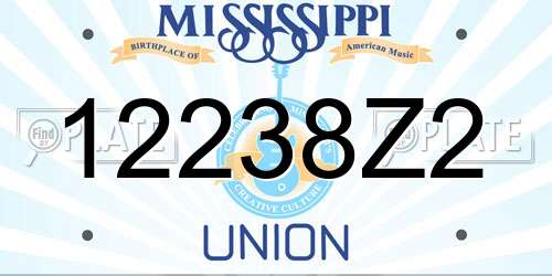 12238Z2 Mississippi License Plate