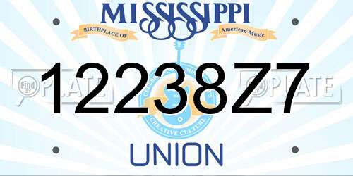 12238Z7 Mississippi License Plate