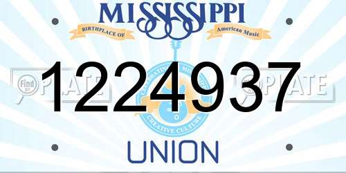 1224937 Mississippi License Plate