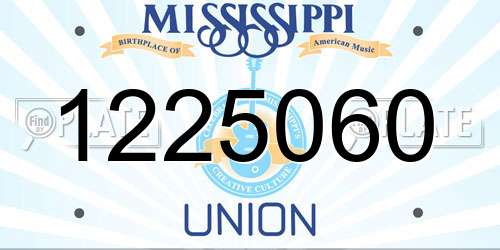 1225060 Mississippi License Plate