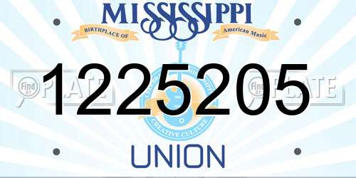 1225205 Mississippi License Plate