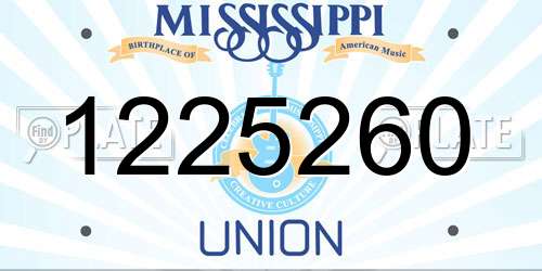 1225260 Mississippi License Plate