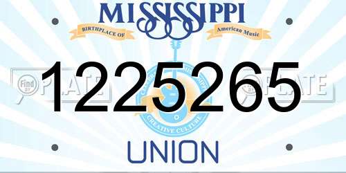 1225265 Mississippi License Plate