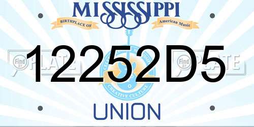 12252D5 Mississippi License Plate