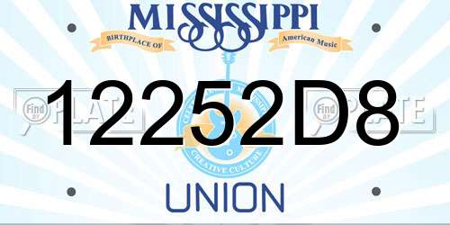 12252D8 Mississippi License Plate