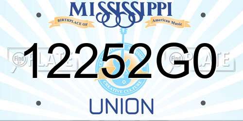 12252G0 Mississippi License Plate