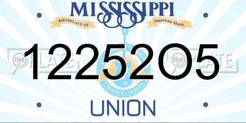 12252O5 Mississippi License Plate