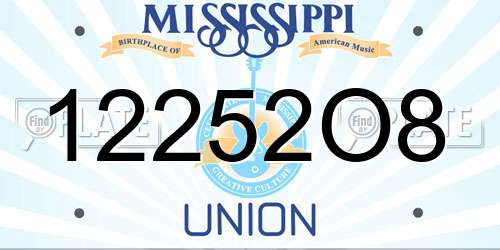 12252O8 Mississippi License Plate