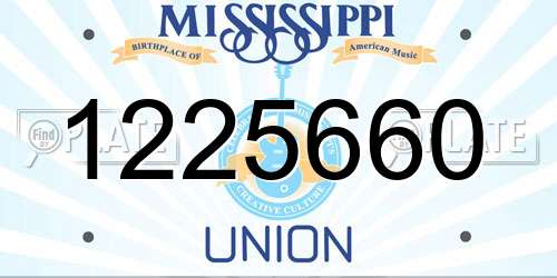1225660 Mississippi License Plate