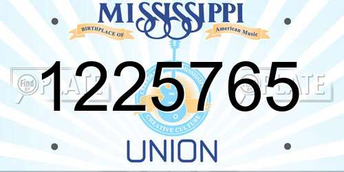 1225765 Mississippi License Plate