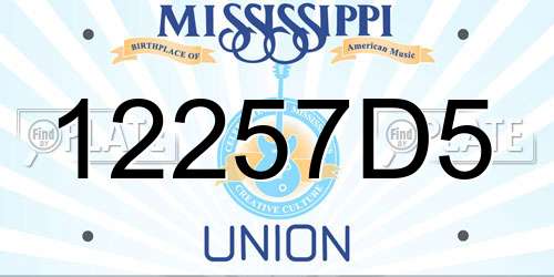 12257D5 Mississippi License Plate