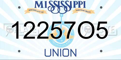 12257O5 Mississippi License Plate