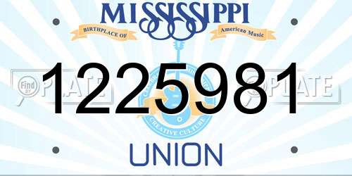 1225981 Mississippi License Plate