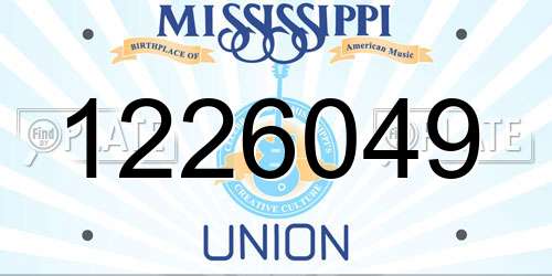 1226049 Mississippi License Plate