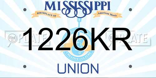 1226KR Mississippi License Plate