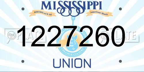 1227260 Mississippi License Plate