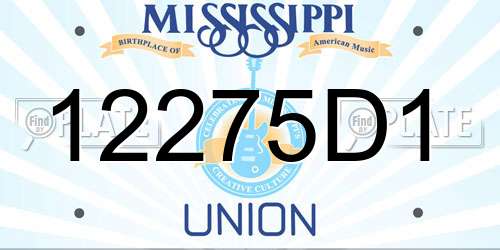 12275D1 Mississippi License Plate
