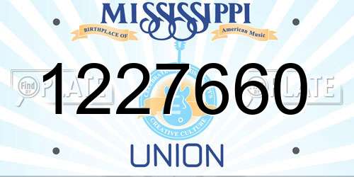 1227660 Mississippi License Plate