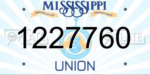 1227760 Mississippi License Plate